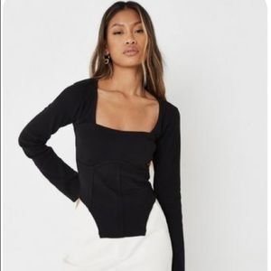Black corset detail milkmaid top